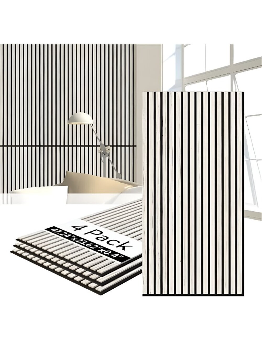 Wood Slat Wall Panels 4 Pack, Acoustic Wall Panels, 47.24'' x 23.62"